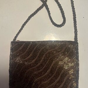 Vintage Clovis Ruffin Brown Beaded Women's Bag